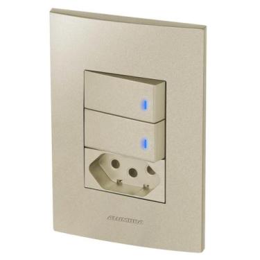 Imagem de Conjunto 2 Interruptores Led + 1 Tomada 20A Inova Champanhe - Alumbra