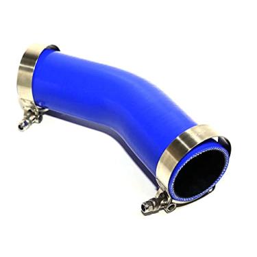 Imagem de TMKOOL Mangueira de silicone com acoplador de cotovelo de 45 graus reforçado de 5,7 cm ID de 5,7 cm com fixação de parafuso em T de aço inoxidável (6,25 cm AZUL)