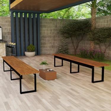 Imagem de Bancos Industrial MDF e Ferro Ideal para Conjunto de Mesa Varanda e Ambientes Gourmet (Nature)