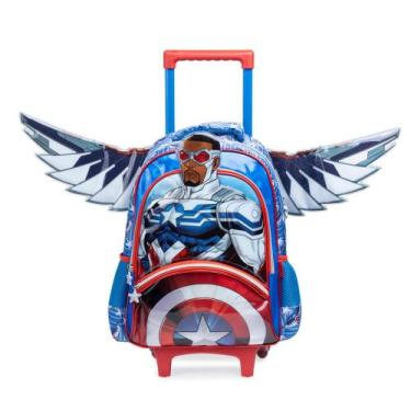 Imagem de Mochila de Rodinha Infantil Masculina Capitão América com Asas Removív
