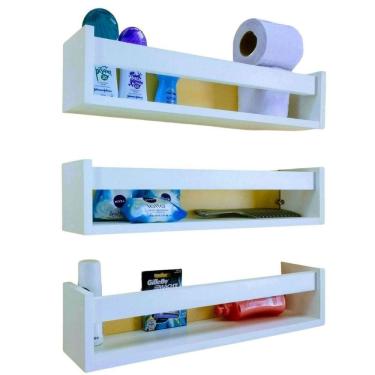 Imagem de Prateleira banheiro lavabo cosméticos porta xampu 3un 40cm