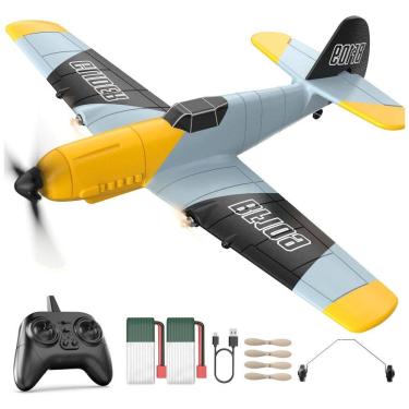 Imagem de Avião de Controle Remoto de 3 Canais com Estabilizador Giroscópio de 6 Eixos, 2 Métodos de Decolagem e Acessórios, DEERC BF-109, Colorido