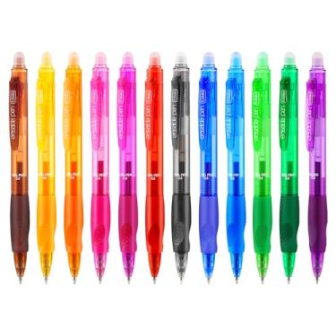 Imagem de RIANCY Pacote com 12 canetas de gel apagáveis coloridas, ponta fina de 0,5 mm, tintas multicoloridas e sortidas com borracha para escrita sem erros, anotações, desenho, material escolar e de