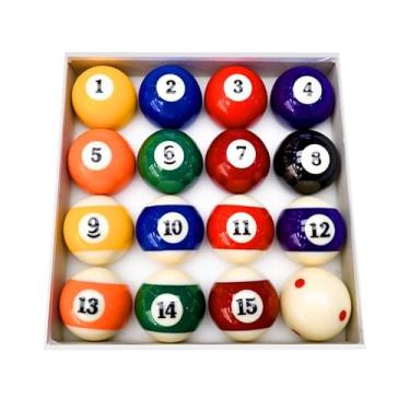 Imagem de HMQQ Conjunto de bolas de bilhar de 6 cm de tamanho regular – 16 bolas de resina duráveis para substituição de mesa de sinuca, rolo suave e equilíbrio perfeito