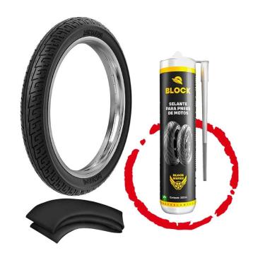 Imagem de Kit Pneu Cg Fan Titan Factor Ybr Yes 275-18 Bs32 Rinaldi + Camara + Selante