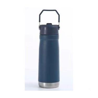 Imagem de Squeeze Garrafa 650 ml Aço Inox Térmica com Canudo - NoBrand, Azul esc