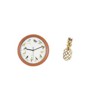 Imagem de Fenteer Escultura de Relógio Melódico em Resina, Ornamento de Relógio de Pássaro, Arte Decorativa de Parede Dourada para Cozinha, Escritório, Quarto, Sala de