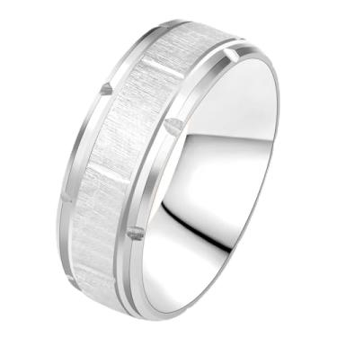 Imagem de Anel masculino de aço inoxidável | 8 mm de largura para marido e pai | Joias clássicas e duráveis para aniversário, Natal Y4035, Aço inoxidável, Sem pedra preciosa