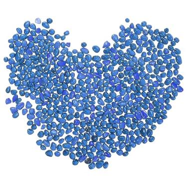 Imagem de Pedras de vidro decorativas de 200 g/0,44 lb 5-7 mm, pedrinhas de vidro polido, mármores faça você mesmo, para encher vasos, contas, artesanato, aquário, decoração de jardim, azul