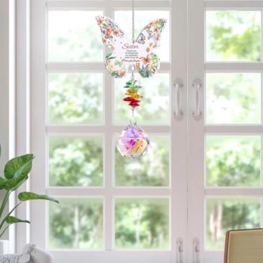 Imagem de 1 peça de apanhador de luz solar de borboletas de acrílico, decoração de pendurar em cristal, enfeite de jardim ao ar livre, colorido, feito à mão, lembrança