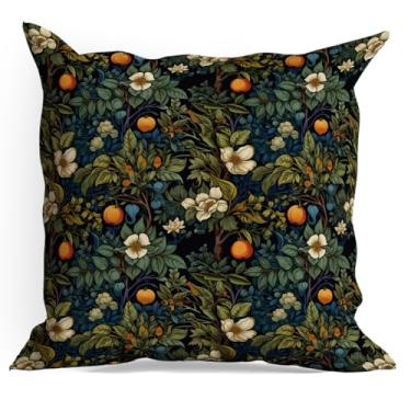 Imagem de Capas de almofada de flor de laranjeira, pacote com 18 x 18, capas de almofada floral retrô para sala de estar, casa de fazenda, quarto, cadeira, cama, assento de carro, decoração de almofada estética