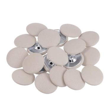 Imagem de Generic 20 peças de tecido 48L botão coberto de tecido 30 mm haste de metal botões de costura redondos para ternos blusas, bege