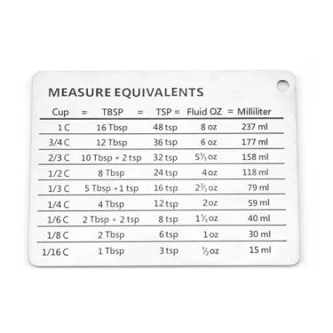 Imagem de Ímãs retangulares de geladeira com tabela de comparação de conversão de unidades – Práticos e úteis para cozinha, escritório ou casa