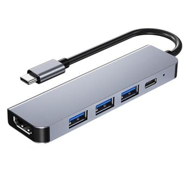 Imagem de Hub USB C 5 em 1 USB-C com adaptador multiportas HDMI 4K, leitor de cartão TF/SD para laptops MacBook Pro/Air e outras portas tipo C