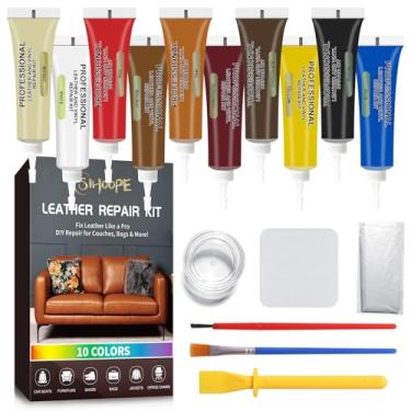 Imagem de SIHOOPE Kit de reparo de couro para móveis, couro e vinil kit de reparo para interior de carro, sofás, assento de carro, jaqueta, sofá, barco ou bolsa, restaura falso, artificial, plissado genuíno