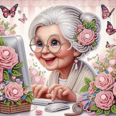 Imagem de Kits de pintura de diamante para adultos, kits de arte de diamante de formato especial 5D para iniciantes, pintura de strass de cristal para decoração de parede de casa, casal antigo, 30 x 30 cm