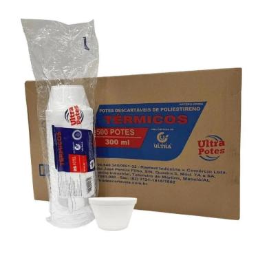 Imagem de Pote Térmico De Isopor 300Ml Descartável C/500 Caldo Sorvete