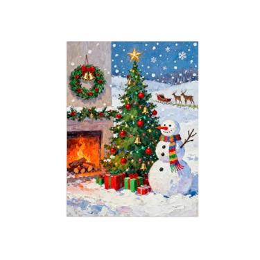 Imagem de Natal Pintura arte parede em tela-Árvore Natal Boneco Neve Veado-Imagem decoração moderna-Impressões Sala de Estar 60x80cm Sem Moldura