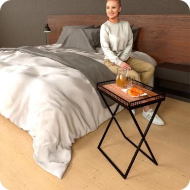 Imagem de Mesinha Dobrável Com Bandeja Para Café da Manhã Preto Fosco - HomeFull