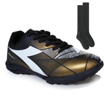 Imagem de Kit Chuteira Society Diadora Squadra II  + Par de-Masculino