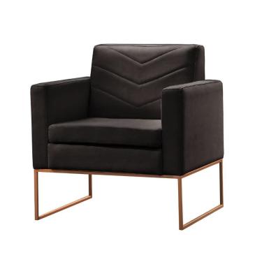 Imagem de Poltrona Apolo Luxo Base Bronze Castellar Móbile Corino Preto Corino Preto