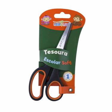 Imagem de Tesoura Escolar Leonora com Ponta Redonda Soft Emborrachada 12cm - Item Sortido