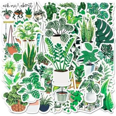 Imagem de 50 adesivos de plantas verdes vibrantes, perfeitos para laptops, garrafas de água, álbuns de recortes, projetos faça você mesmo, presentes para amantes de plantas