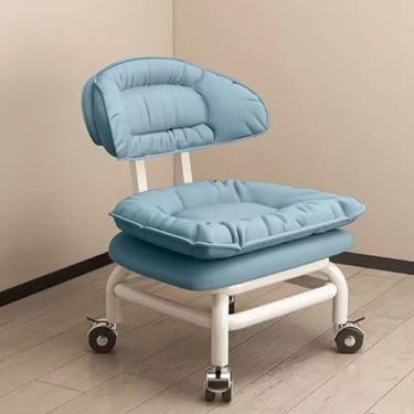 Imagem de Banqueta giratória de 360° baixa com encosto, cadeira de assento de rolo curto, banquinho de pedicure, banquinho de rolo pequeno com rodas (tamanho único) (tamanho U único) (tamanho U único)