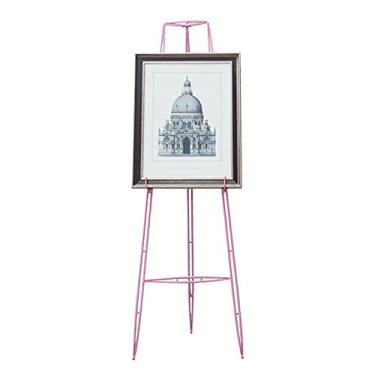 Imagem de Cavalete de pintura a óleo de ferro forjado de tripé, suporte de exibição de fotos de boas-vindas de casamento para atividades internas e externas, ângulo e altura ajustáveis, rosa - 130 cm