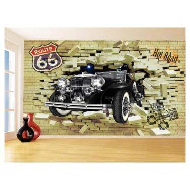Imagem de Papel De Parede Carro Antigo Saindo Da Parede 3,5M Cxr103 - Você Decor