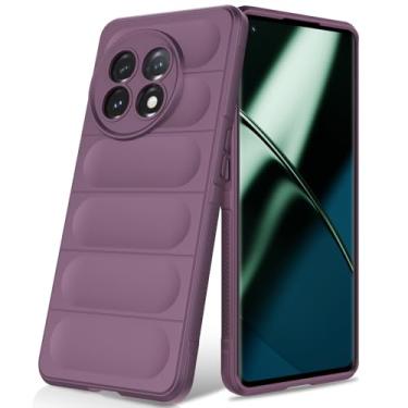 Imagem de BonYonka Capa de silicone para OnePlus 11, forro de microfibra antiarranhões, capa à prova de choque com proteção para câmera, roxa