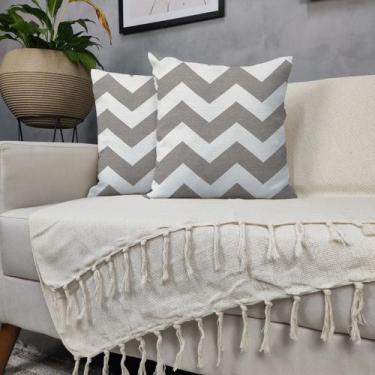 Imagem de Kit Manta Para Sofá Bege + 2 Capas De Almofada Com Zíper Cor:09 - Gené