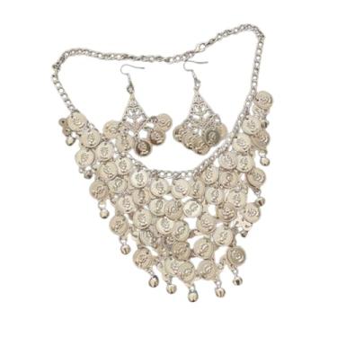 Imagem de Baoblaze Conjunto de joias para noivas com 2 peças: colar e brincos, ideal para festas, aniversários e outras comemorações, Brincos de Gancho