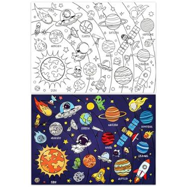 Imagem de Pôster gigante para colorir para festa de aniversário espacial, atividades artísticas, artesanato, toalha de mesa DIY para parede, tapete, acessórios de festa em casa