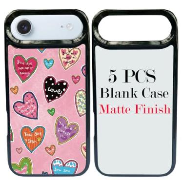 Imagem de JUSTRY 5 conjuntos de capas de telefone em branco de sublimação para iPhone iPhone Air, 2 em 1 2D DIY TPU em branco capa de borracha macia + inserções foscas, fácil de sublimar personalizado sub preto