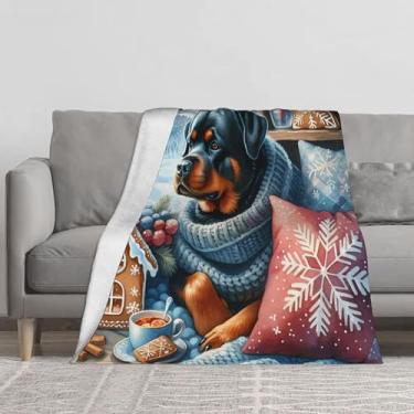 Imagem de Cobertor macio e leve aconchegante com flores de cachorro cobertores de Natal decoração de casa presentes de festival para mulheres e homens, cobertor de flanela felpudo para cama, sofá, acampamento e