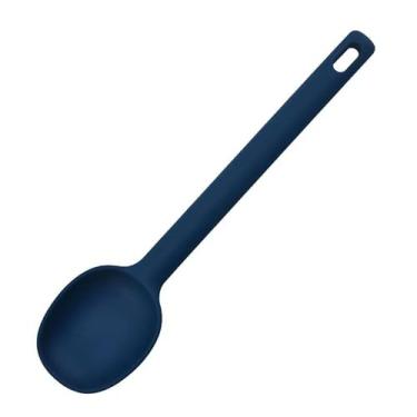 Imagem de Colher de cozinha de silicone – Utensílio resistente ao calor para mexer/misturar/servir (azul)