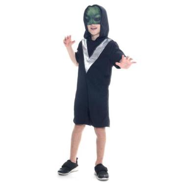 Imagem de Fantasia ET Alienigena Preto Curto Infantil com Capuz - Sulamericana, 