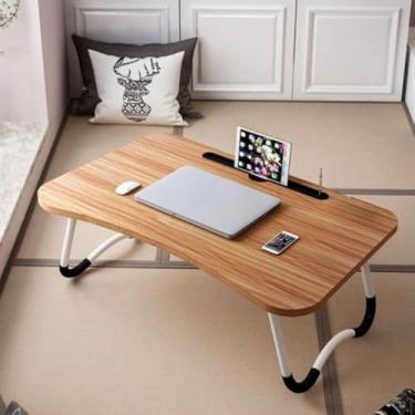 Imagem de Mesa Dobrável Portátil para Notebook Home Office Apoio Cama Sofá Portátil (Madeira)