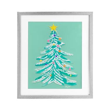 Imagem de Stupell Industries Capricho de árvore de Natal pastel, impressão emoldurada sob vidro, cinza, 13 x 16