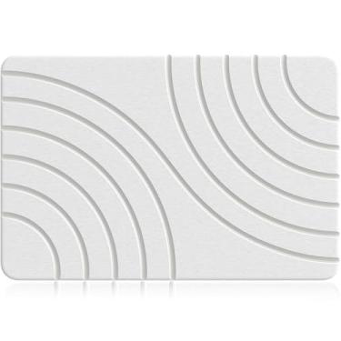 Imagem de Tapete de banho de pedra Terra de diatomáceas: tapete de chuveiro de secagem rápida, tapete de banheiro antiderrapante super absorvente, fácil de limpar e tapetes de diatomita inodoro para piso de