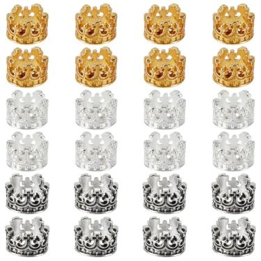 Imagem de FREEBLOSS 24 peças de mini coroa para casa de bonecas, topo de bolo, coroas de metal para bonecas, coroas de boneca em miniatura de 3 cores, para bonecas princesas, acessórios de cabeça 1,2 x 0,8 cm