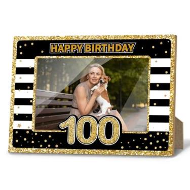 Imagem de Fihjm Moldura de aniversário de 100 anos, presentes de 100 anos para mulheres, homens, avô, pai, mãe, presentes de Natal para 100 anos, 10 x 15 cm, decoração de prateleira de mesa, dia das mães