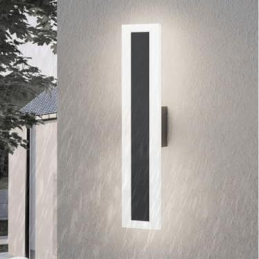 Imagem de Lâmpada de Parede LED Externa IP65 Impermeável Alumínio Metal Iluminação de Parede Moderna Minimalista Longa Arandelas Interior/Exterior para Jardins Villa Terraço Escadaria (Luz Branca Preta, 40 cm)