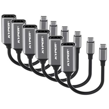 Imagem de Kyper Pacote com 6 adaptadores USB C para HDMI USKyper-484K, adaptador tipo C para HDMI [Thunderbolt 3/4] para laptop, MacBook Pro/Air, iPhone15 Pro max, Dell XPS, HP Pixelbook, Thinkpad, Surface