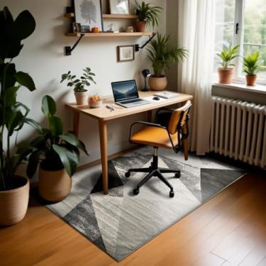 Imagem de 1 Tapete Escritório Grande Antiderrapant 100X150 Js Do Cr Vr (M60 Areia Cinza - Geométrico Abstrato Moderno)