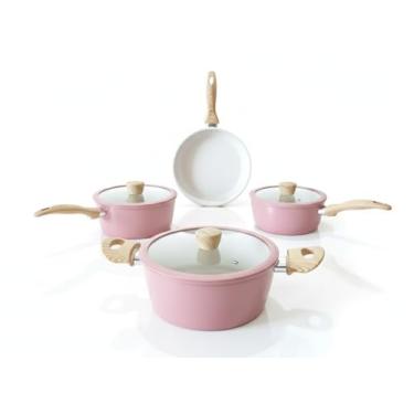 Imagem de JOGO DE PANELA 4 PÇS C/REVISTIMENTO CERAMICO ROSA