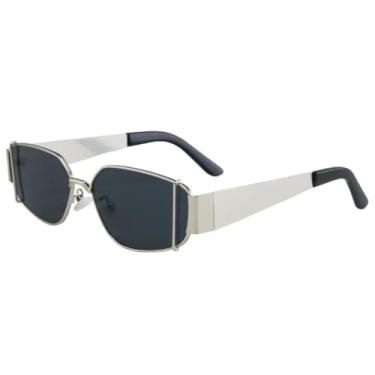 Imagem de HPIRME Óculos de grau femininos Polygon Vintage Masculino (Cinza prateado)