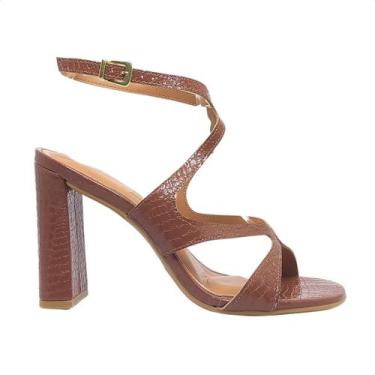 Imagem de Sandália Feminina Salto Médio Grosso Vizzano Marrom, Mocca, 37