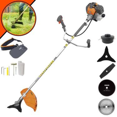 Imagem de Roçadeira À Gasolina Tekna RL430P 43cc 1,7HP 10.000rpm Completa 5 Em 1 Com Carretel de Nylon + Facas 2 Pontas, 3 Pontas, 40 Dentes e 80 Dentes